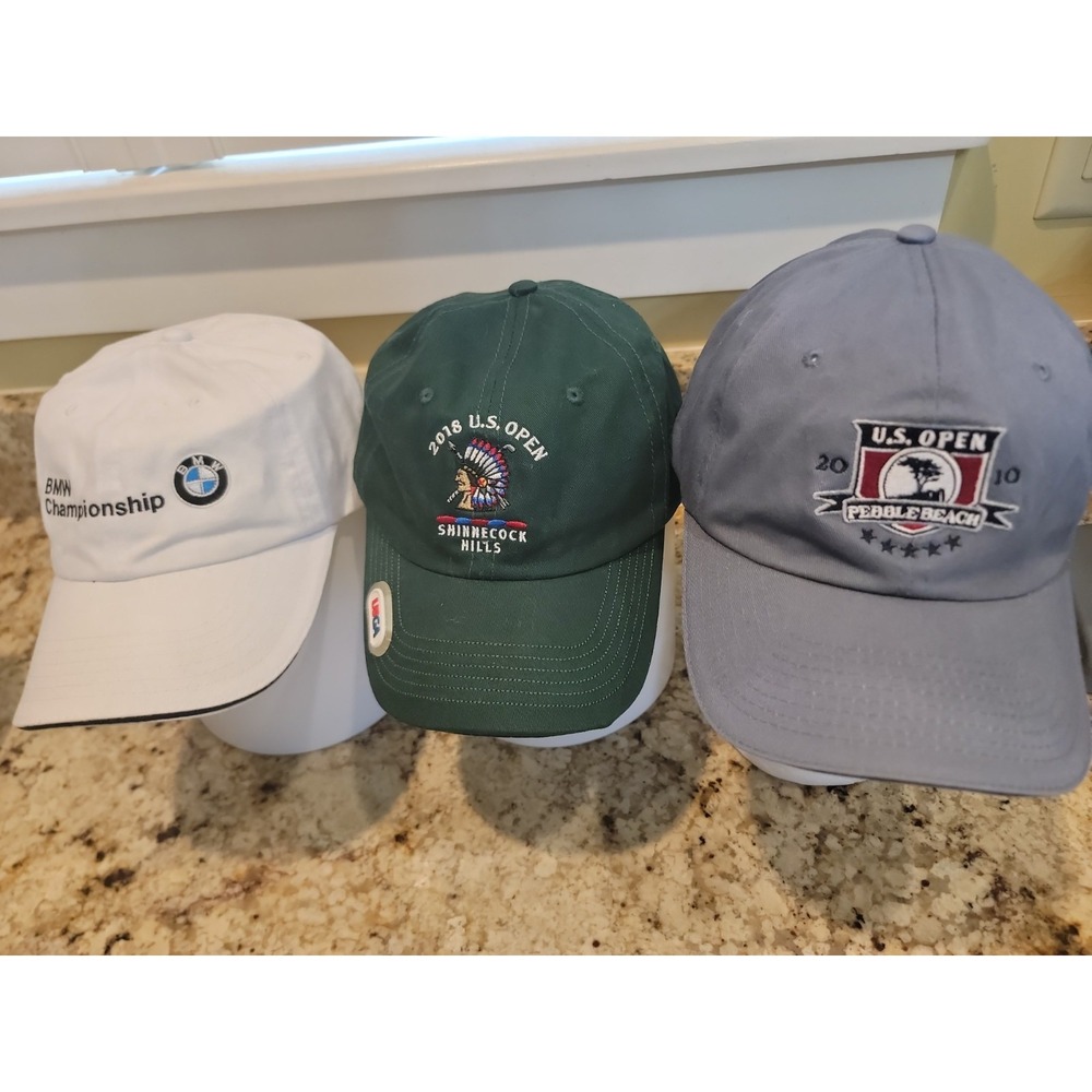 US Open Golf Hats 2010 Pebble Beach 2018 Shinnecock. BMW Championship Lot Of 3